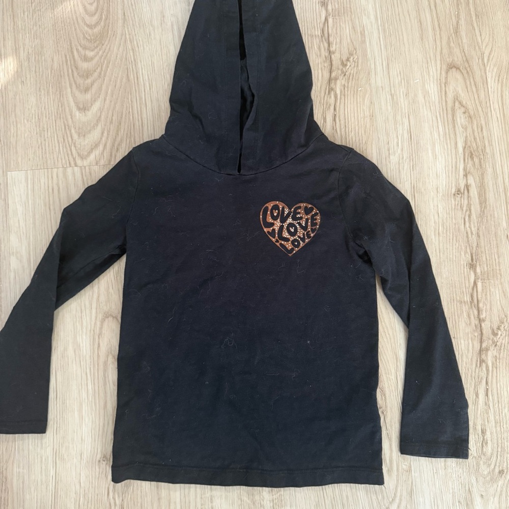 Kids Black Hoodie with Heart Design